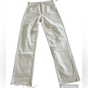 Urban Outfitters BDG Pax High Waist Straight Leg Button-Fly Jeans Ivory …